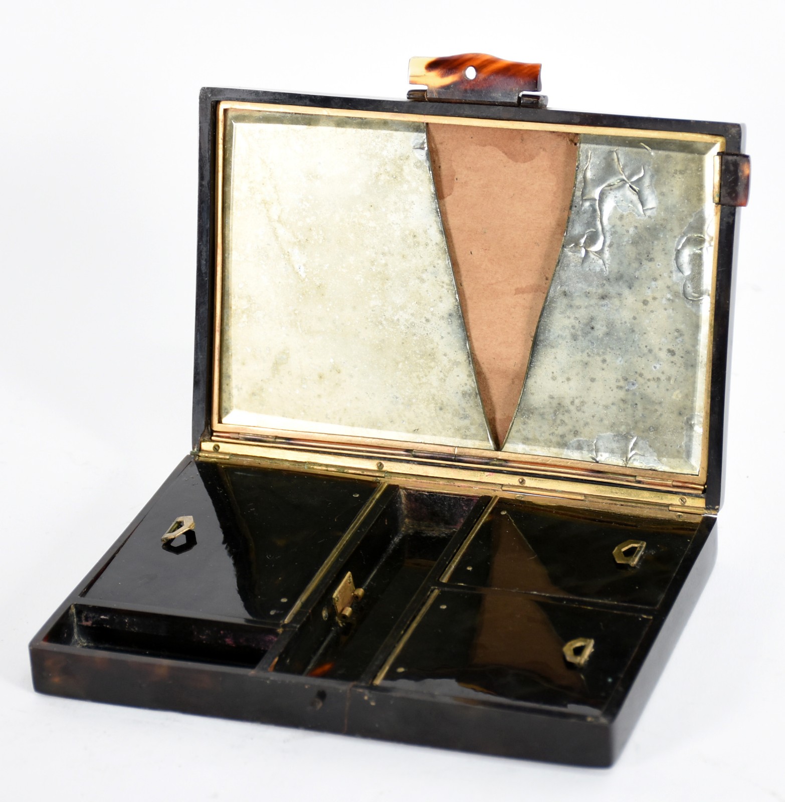 Trousse com repartições para maquiagem em tartaruga (espelho... - foto 1 de 4