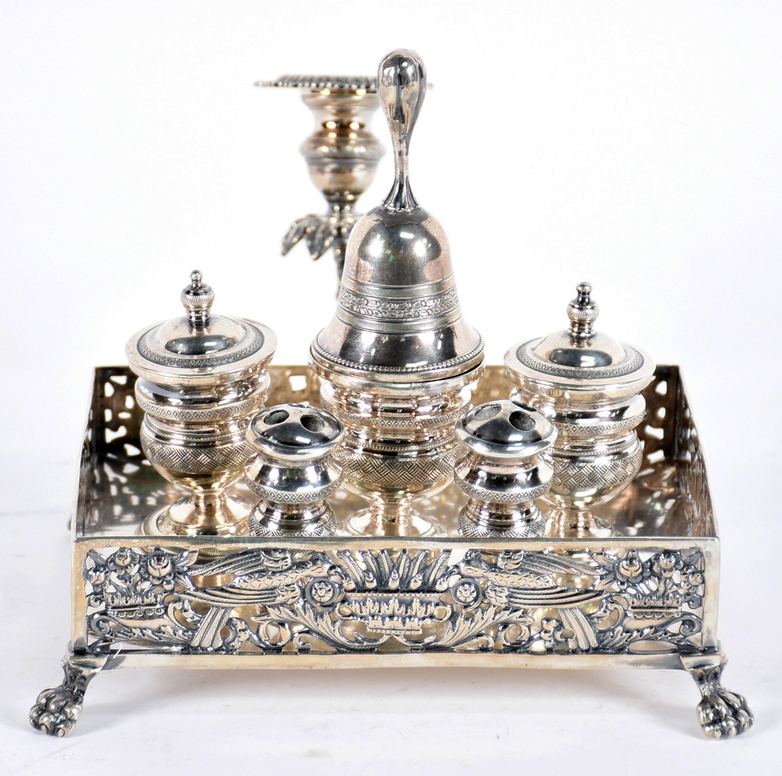 Belíssimo Tinteiro de prata contraste 10 Dinheiros, ricamente... - foto 2 de 7