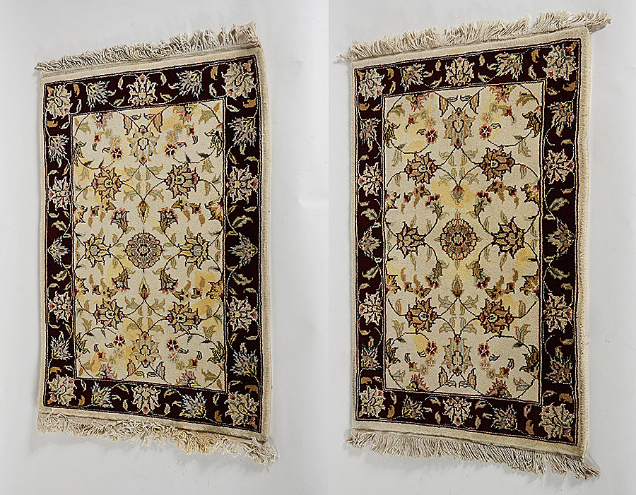 Par de tapetes tabriz medindo 0,88 x 0,63 e 0,92 x 0,65 m. (com...