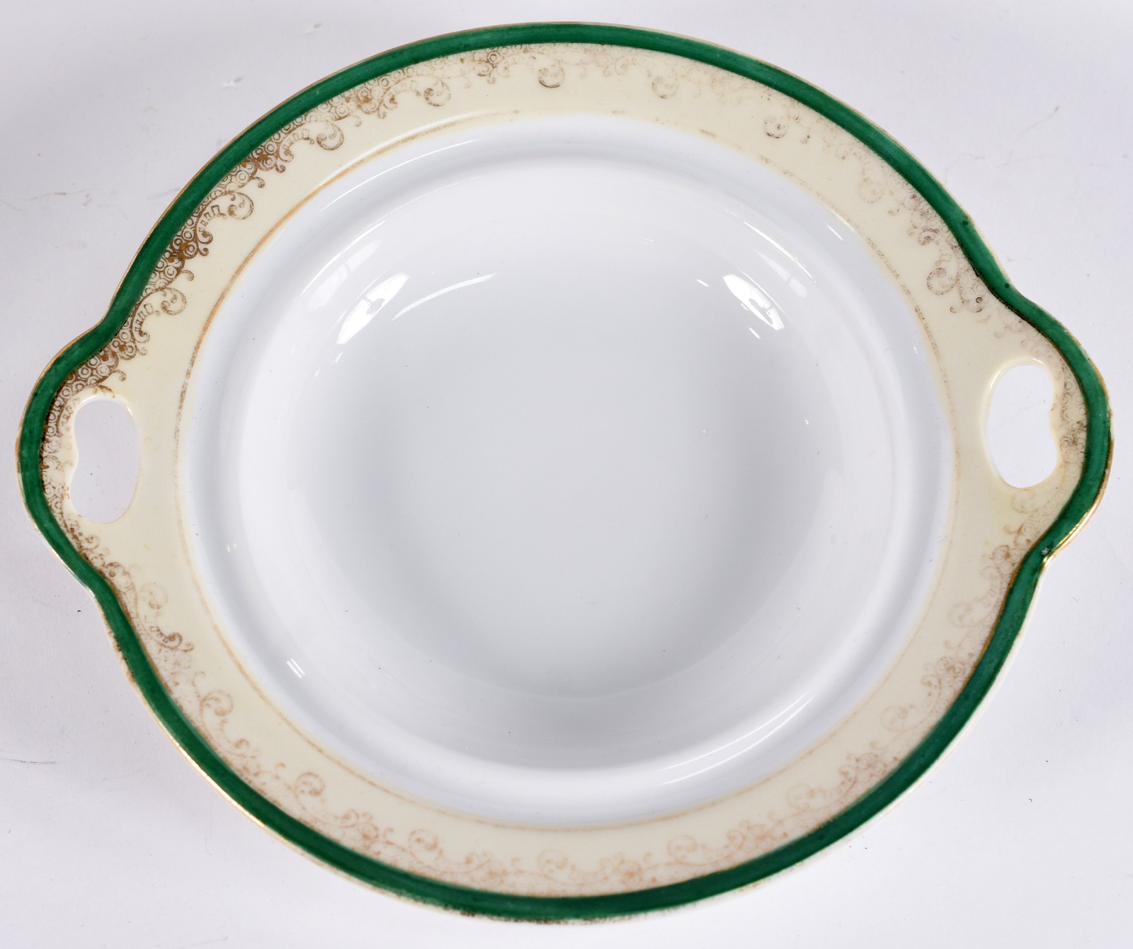 Conjunto de café de porcelana branca decorada com tarja creme e friso... - foto 3 de 4