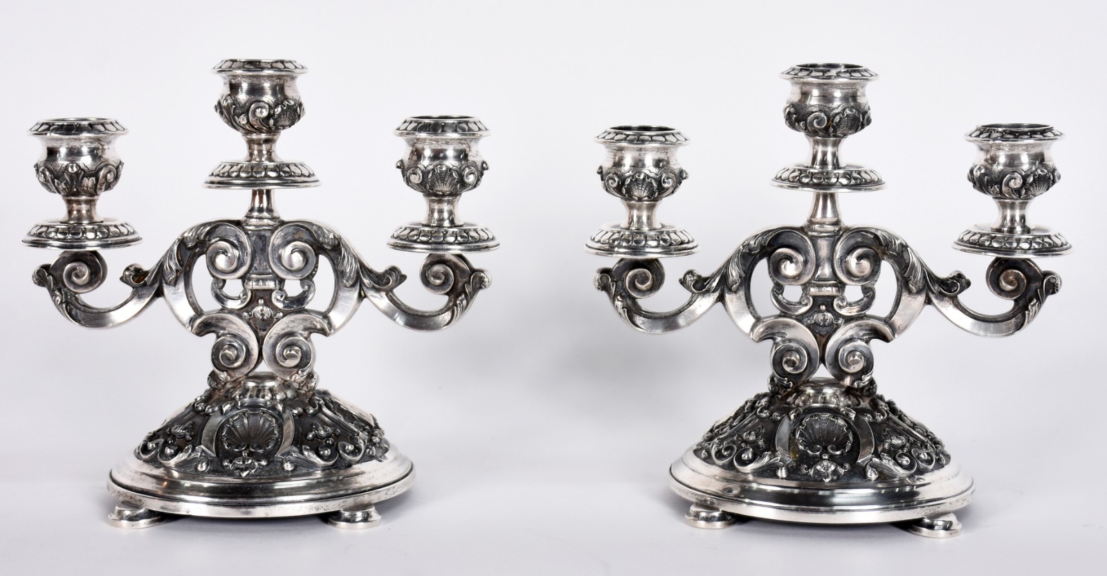 Par de candelabros de prata portuguesa contraste Águia para 3 velas... - foto 1 de 5