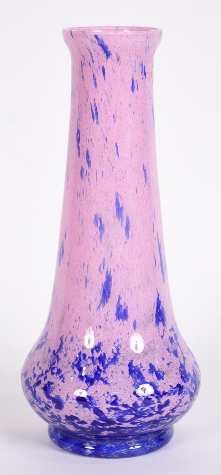 Vaso de pasta de vidro nas cores rosa e azul mesclado, anos 30. - foto 1 de 3