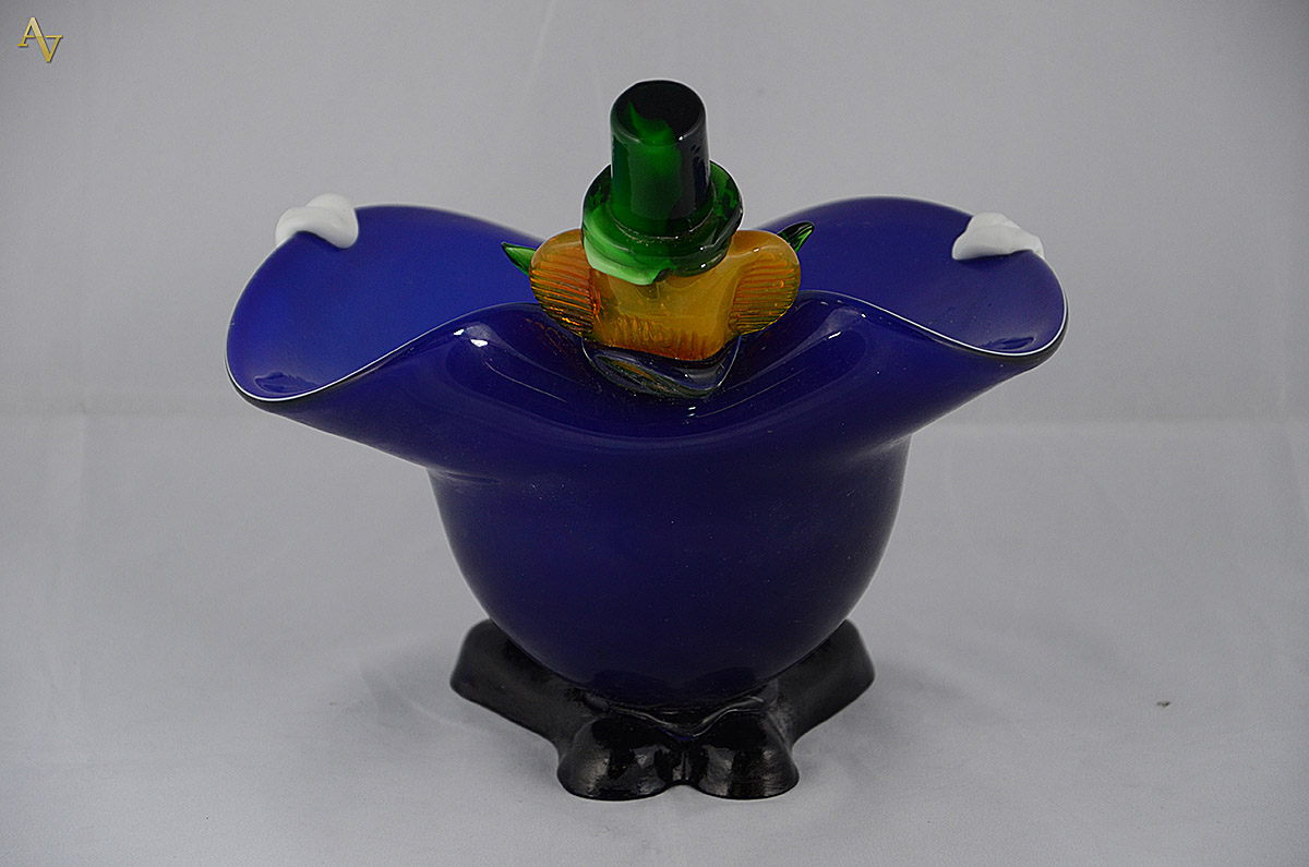 Baleiro na forma de palhaço de murano azul. Altura 21,5 cm. - foto 2 de 2