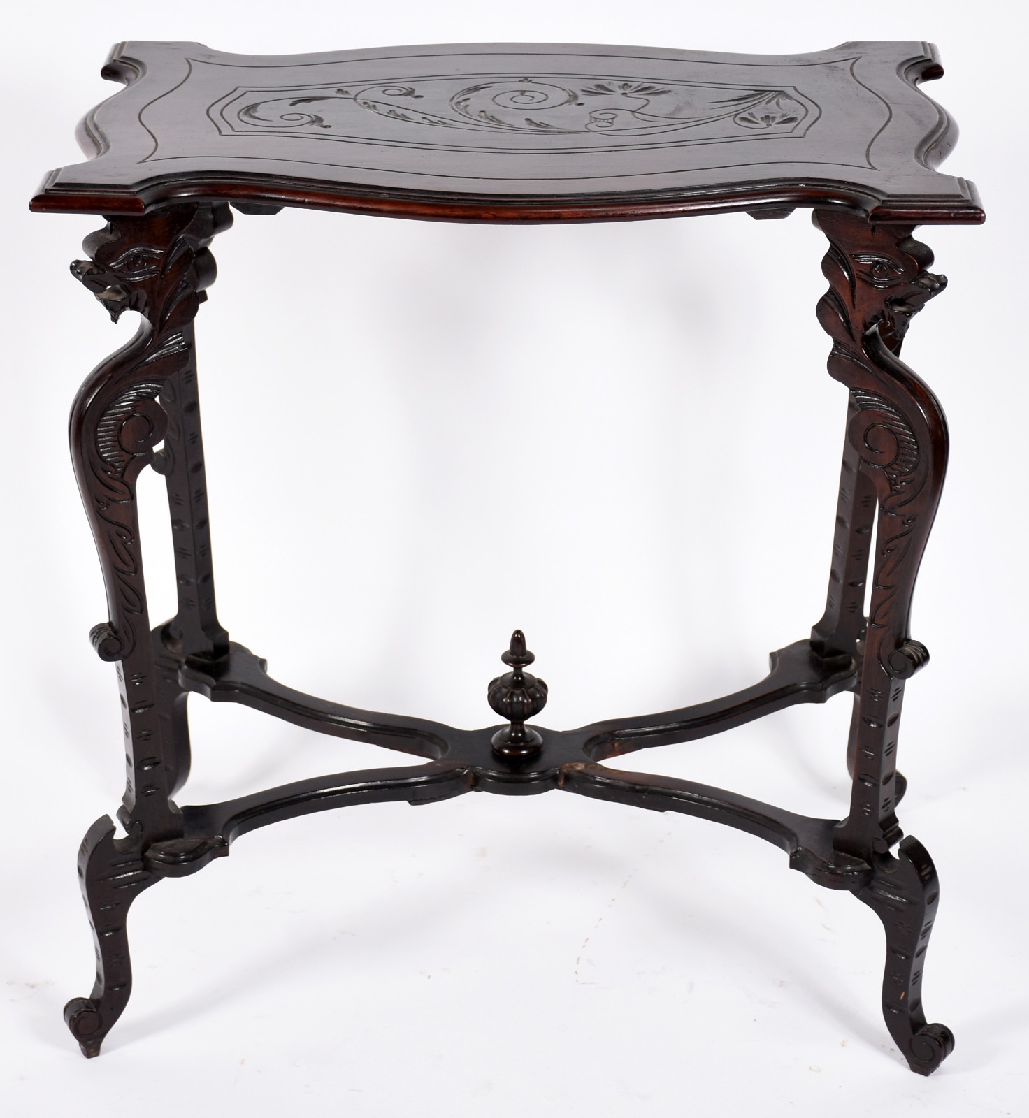 Mesa de madeira nobre com pernas recortada na forma de "figuras de... - foto 2 de 5