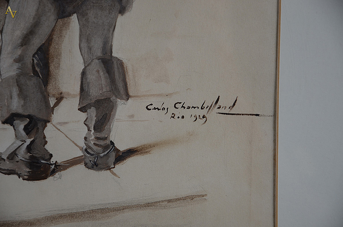 CHAMBELLAND, Carlos (1884/1950) - Cortez - guache e grafite sobre... - foto 3 de 5