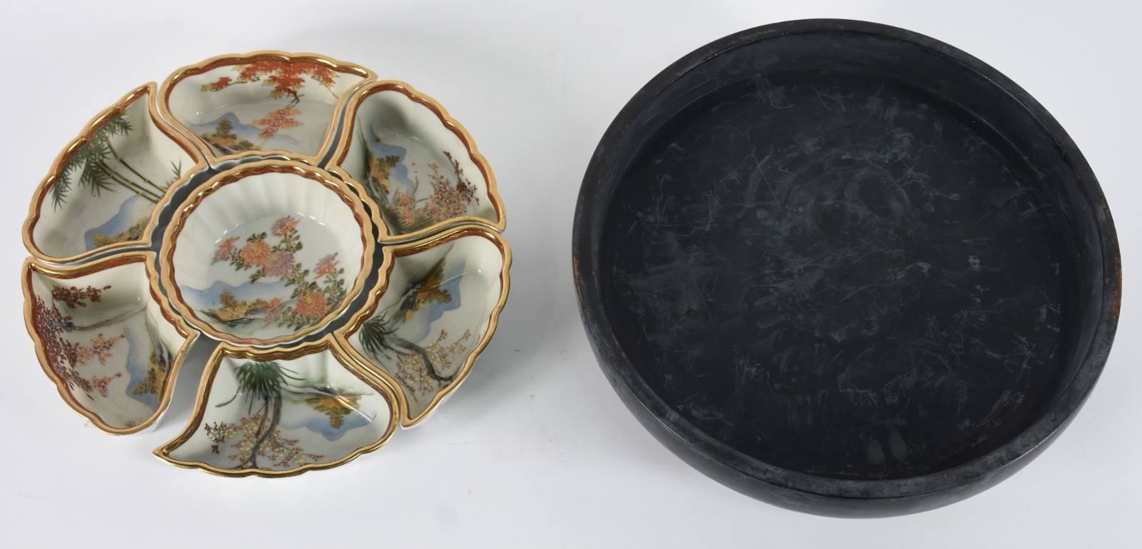 Petisqueira de porcelana oriental com 6 divisões. - foto 3 de 5