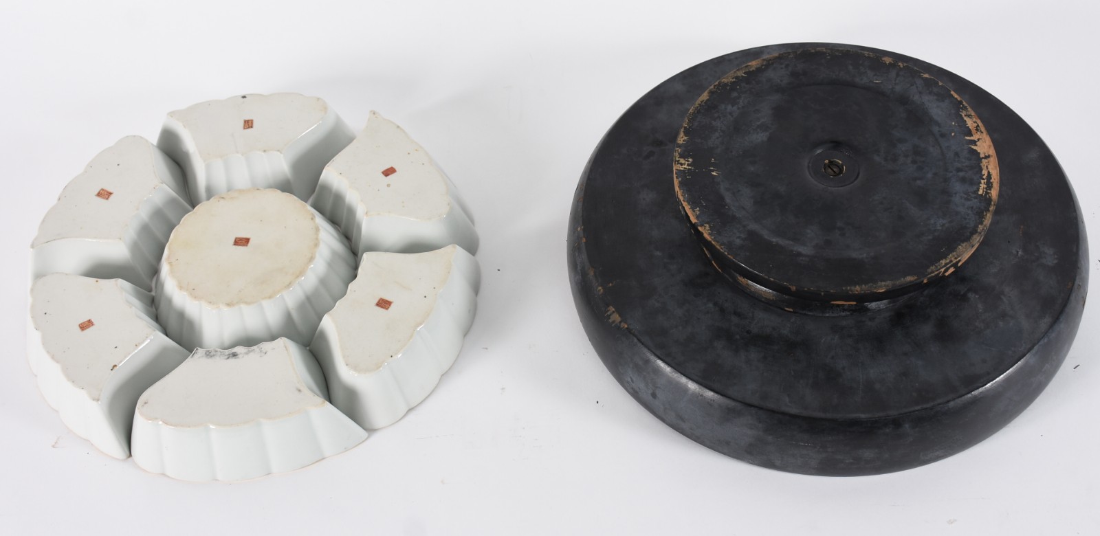 Petisqueira de porcelana oriental com 6 divisões. - foto 4 de 5