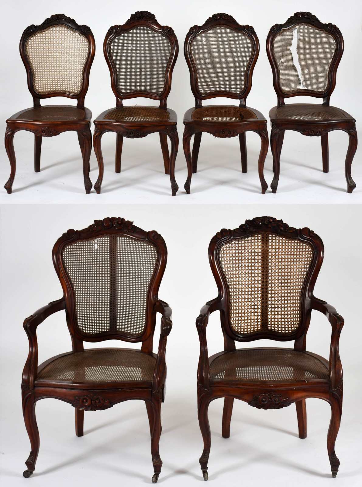 Conjunto de sala de visitas de madeira nobre composto de 4 cadeiras... - foto 1 de 10