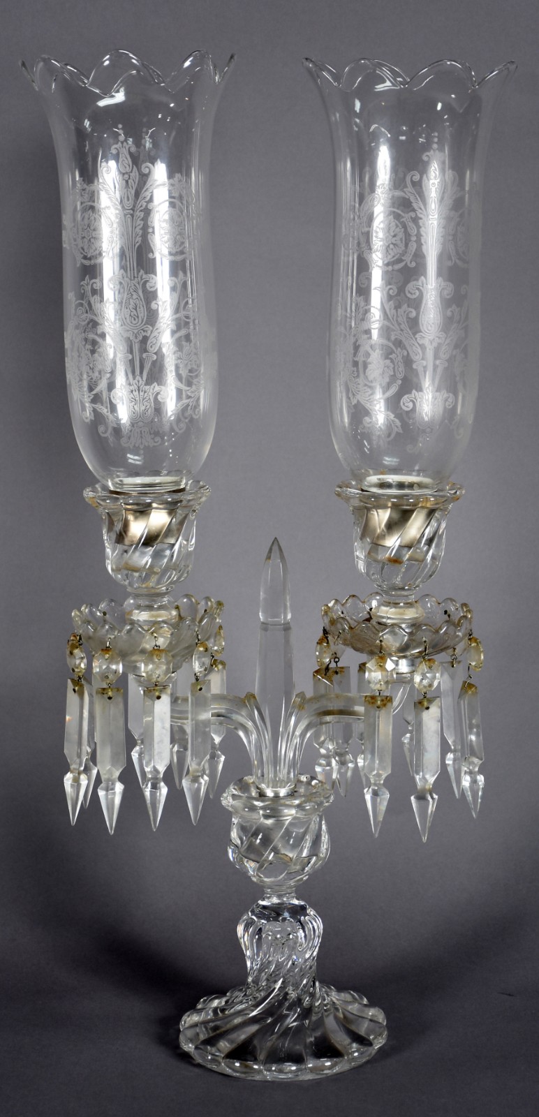 BACCARAT - Candelabro de cristal frances para 2 velas, assinado. - foto 1 de 4