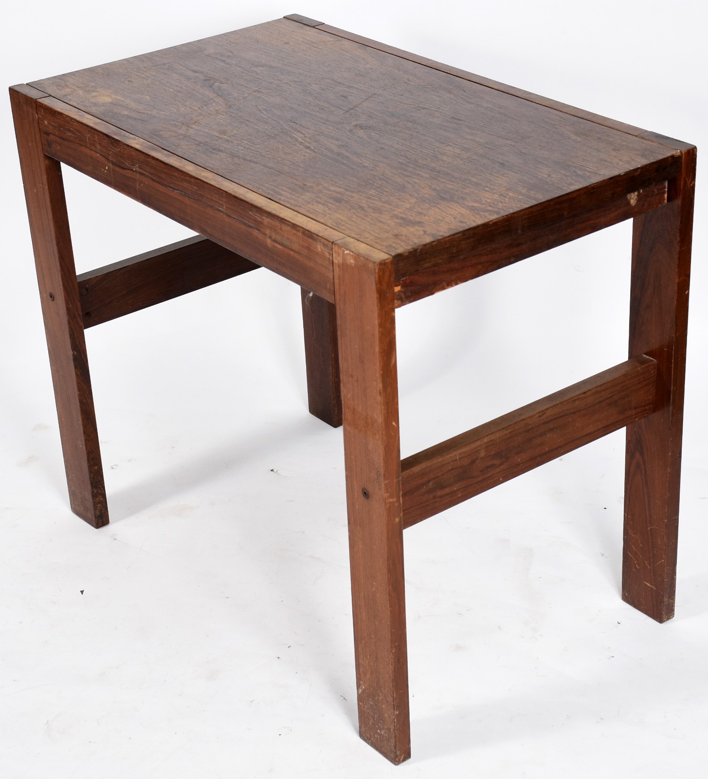 Mesa retangular de madeira nobre com pernas retas e uma gaveta. Selo... - foto 1 de 5