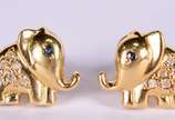 Par de brincos de ouro 18 k feitio elefante com... - Par de brincos de ouro 18 k feitio elefante com 10 brilhantes (Por motivos de seguranças as peças não encontram-se na loja).