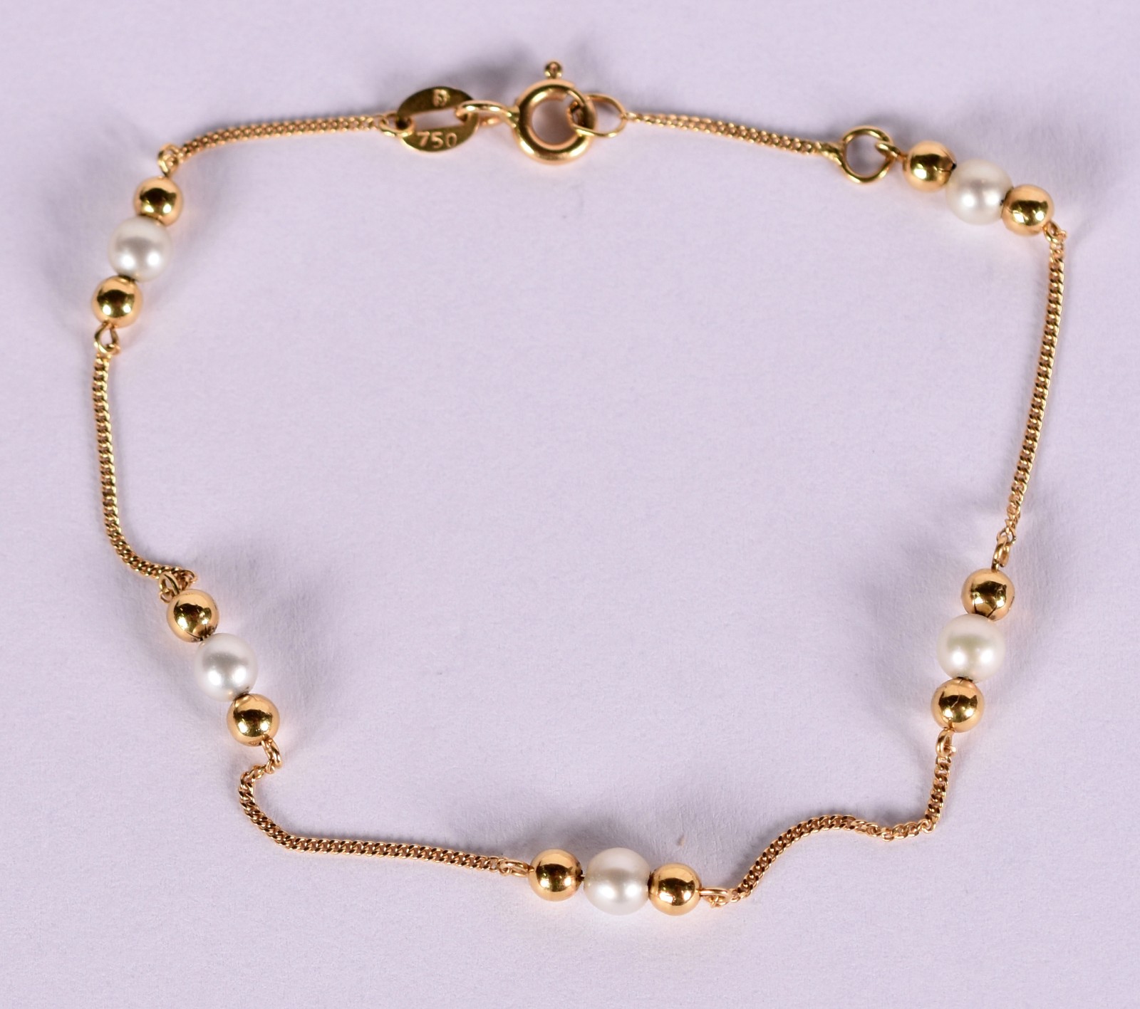 Pulseira de ouro 18 k com perolas (Por motivos de seguranças as peças... - foto 1 de 3
