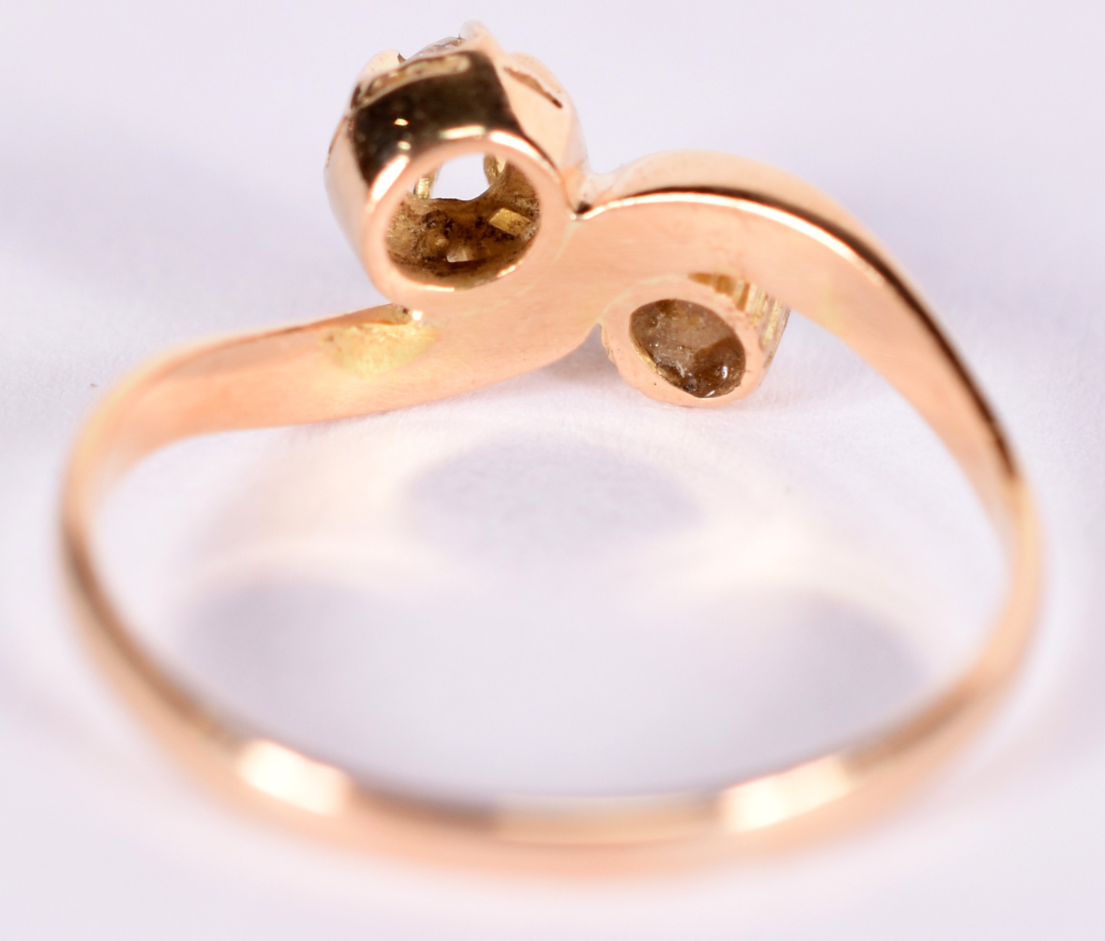 Anel de ouro 18 k Romeu e Julieta com 1 brilhante e pérola, aro 12... - foto 3 de 3