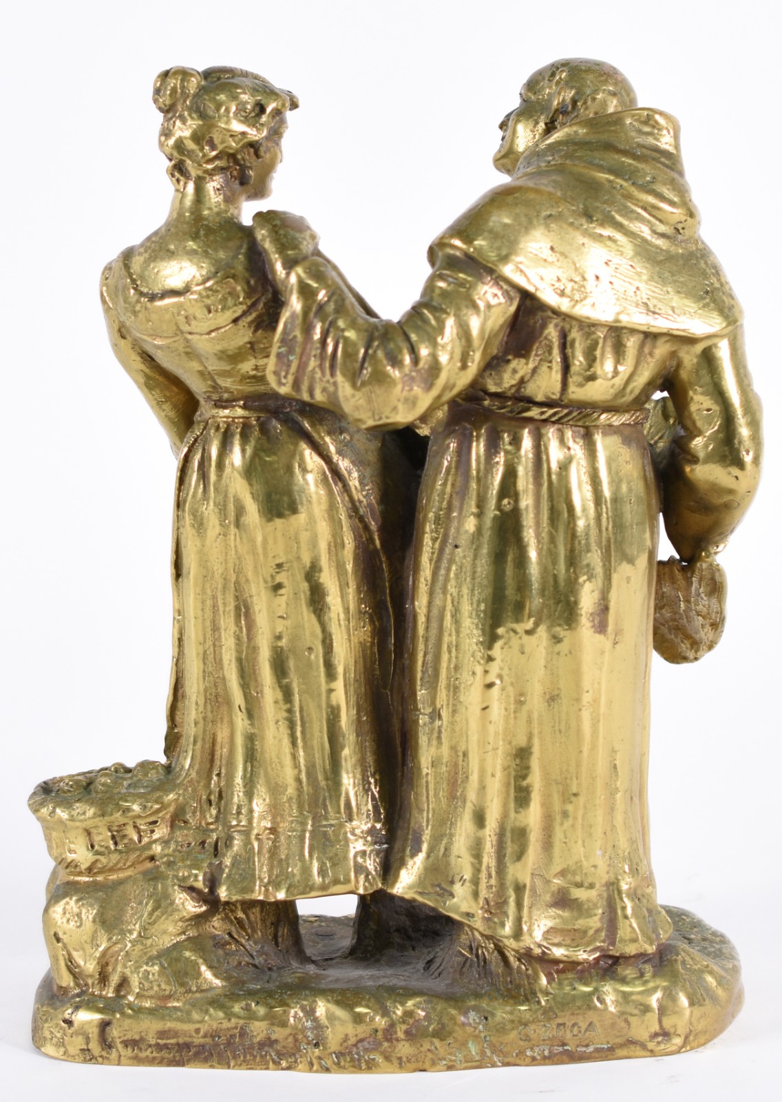 Grupo escultórico de bronze, representando "Frade com caça e... - foto 3 de 5