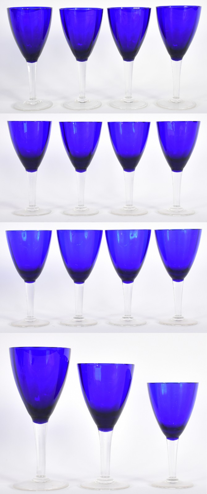 Conjunto de copos azuis em demi cristal e pé alto transparente... - foto 1 de 6