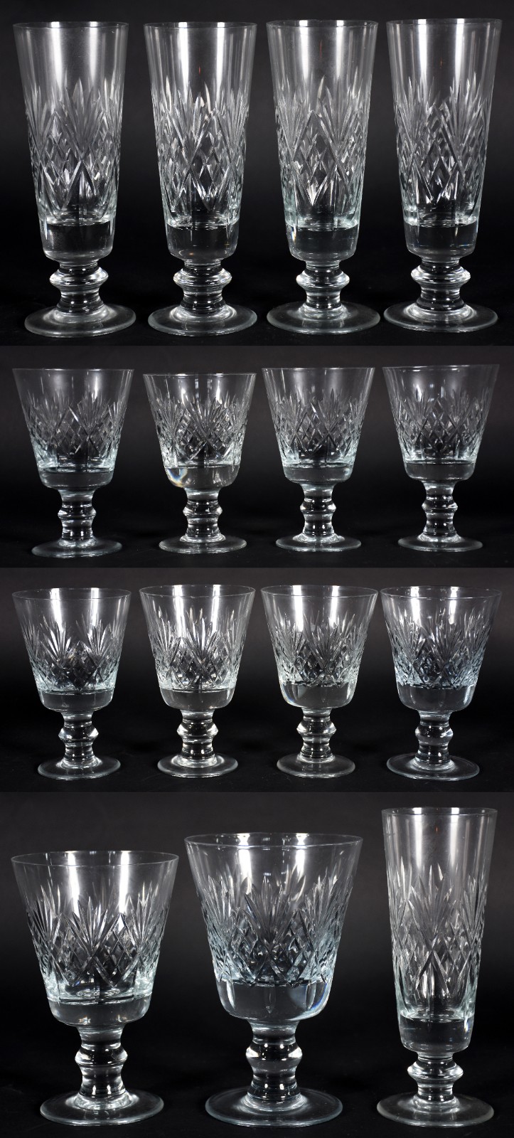 Conjunto de copos em demi cristal lapidado, composto de: 12 flutes... - foto 1 de 6