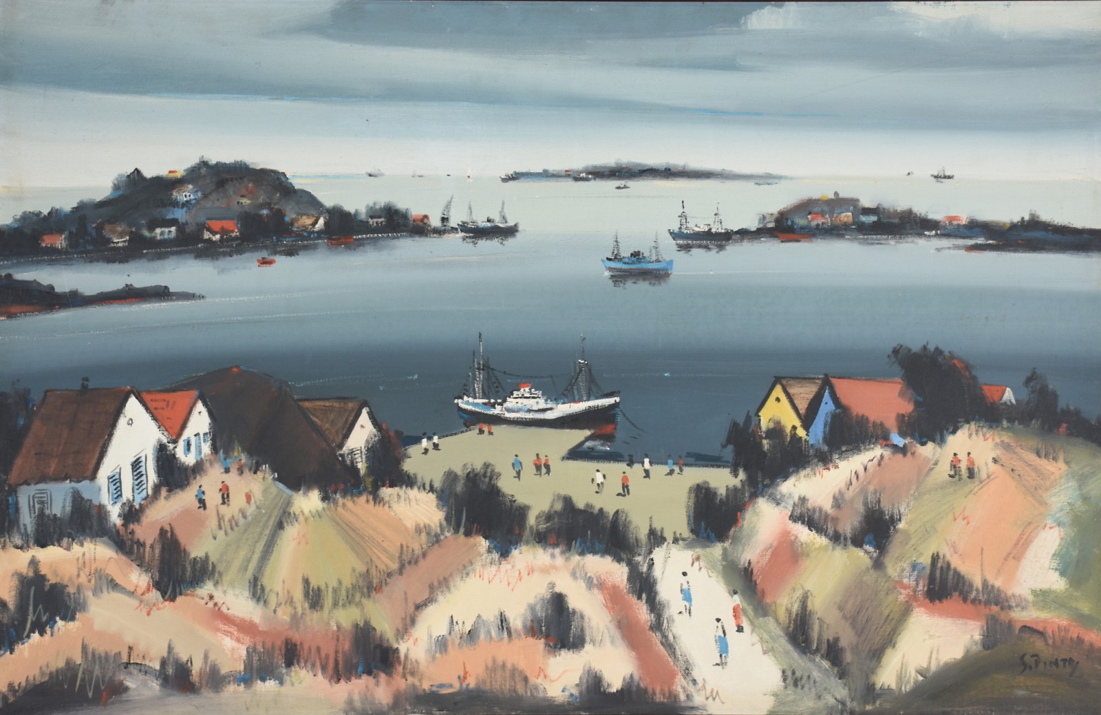 Sylvio Pinto (1918-1997), Marinha com Barcos - foto 1 de 3