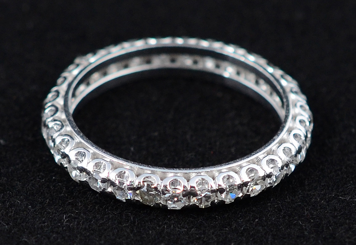 Aliança completa de ouro branco - 1,20 ct de brilhante - Aro 16
