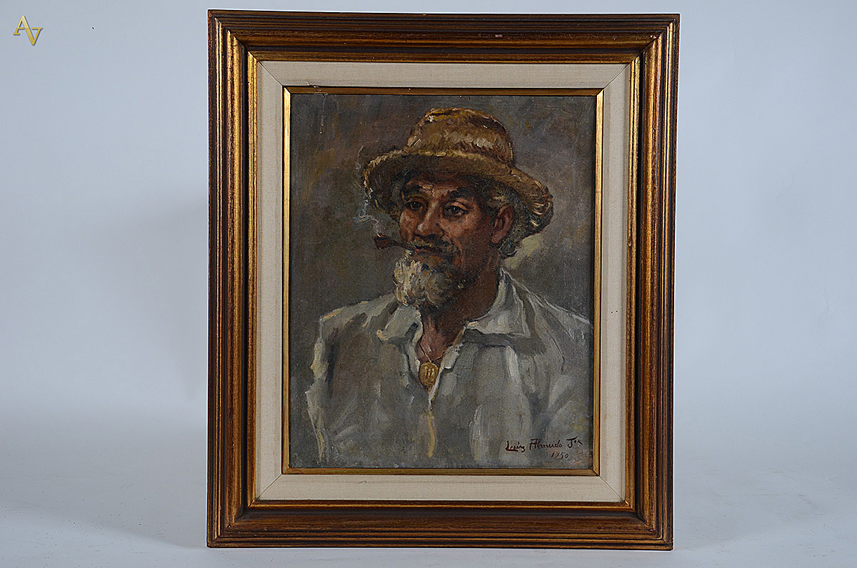 LUIZ ALMEIDA JUNIOR - Velho com cachimbo - ost - 45 x 37