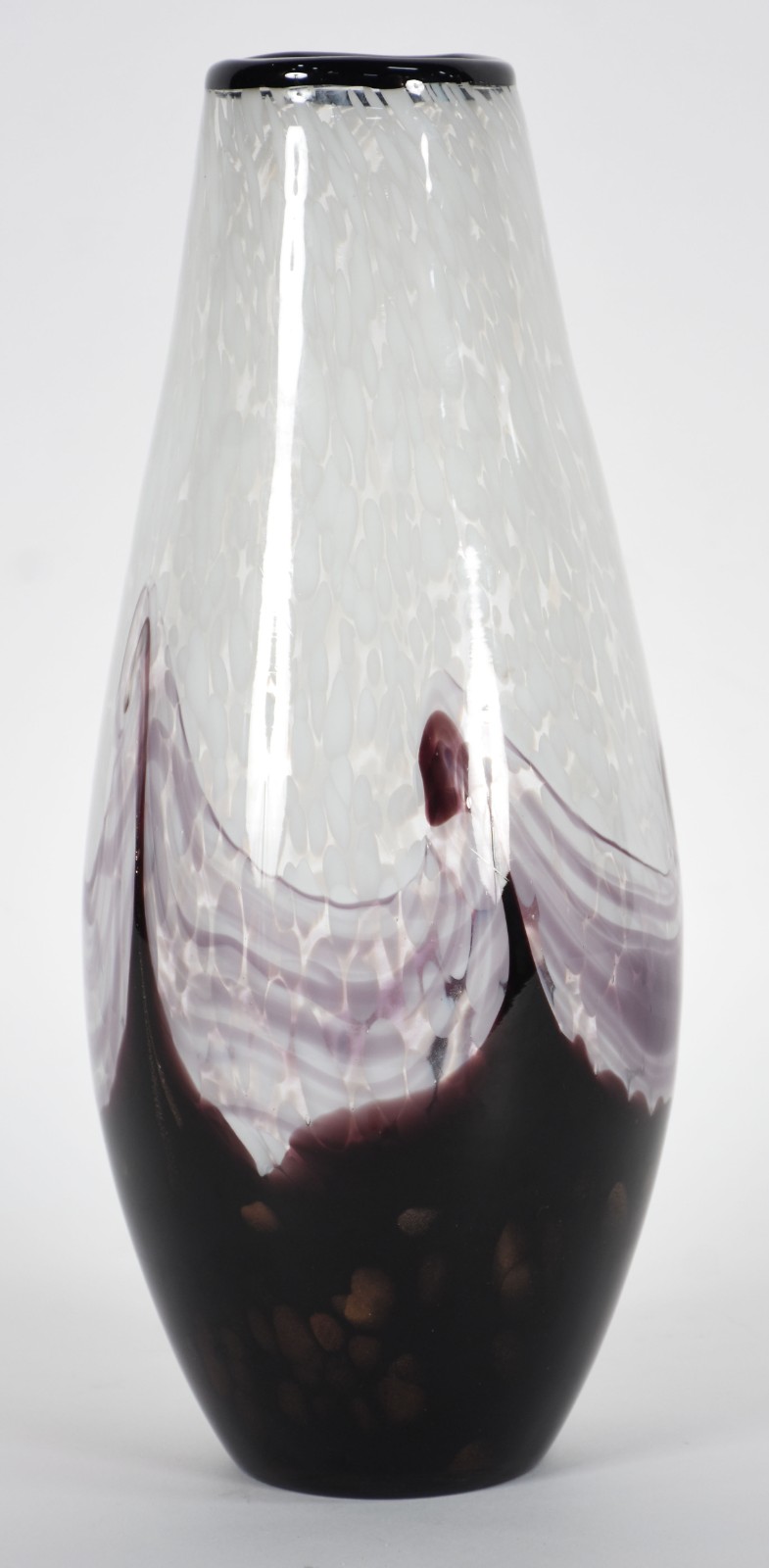Vaso de vidro decorativo nas cores lilás e branco. - foto 1 de 3