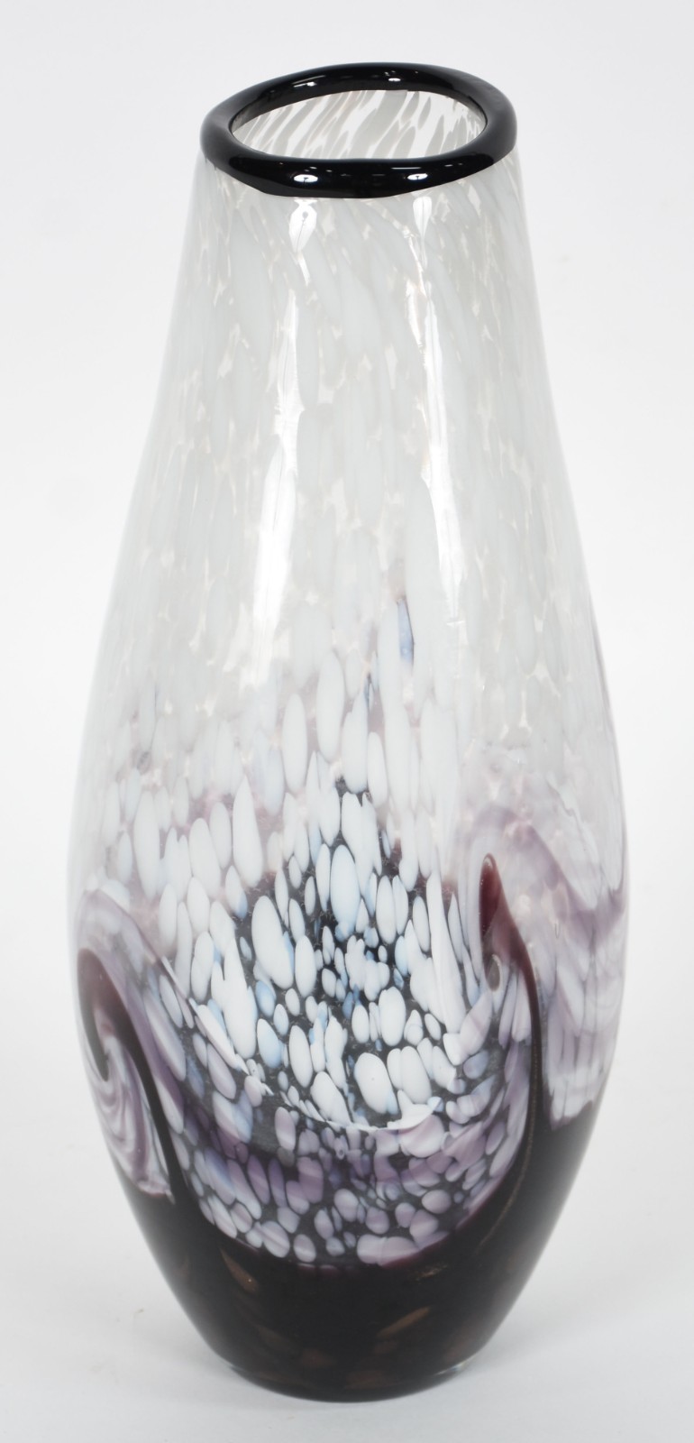 Vaso de vidro decorativo nas cores lilás e branco. - foto 2 de 3