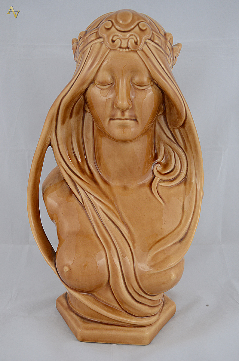 Busto de cerâmica vitrificada estilo Art Nouveau (pequeno lascado na... - foto 1 de 3