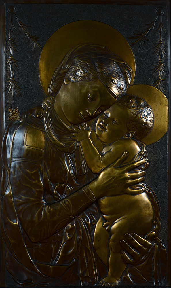 Quadro de bronze representando "Madona com menino" - Medida... - foto 1 de 2