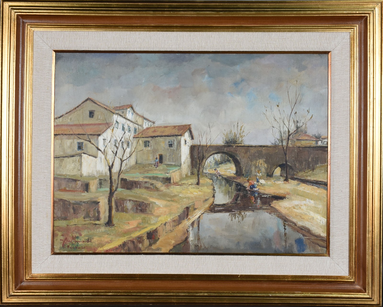 José Maria de Almeida (1906-1955), Vilarejo com Ponte, Portugal - foto 2 de 4