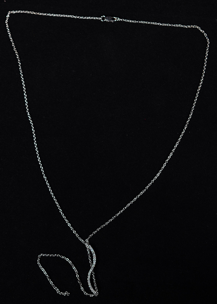 Cordão de ouro branco com detalhe em brilhante - 5 g - foto 2 de 2