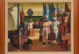 Fernando P. (1917-2005), Figuras e Barcos - óleo sobre tela.