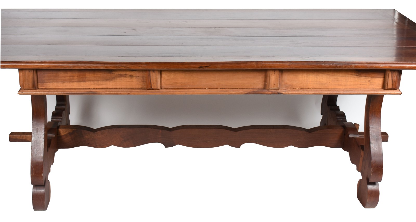 Grande mesa de madeira nobre com 2 gavetas, estilo colonial. - foto 5 de 6