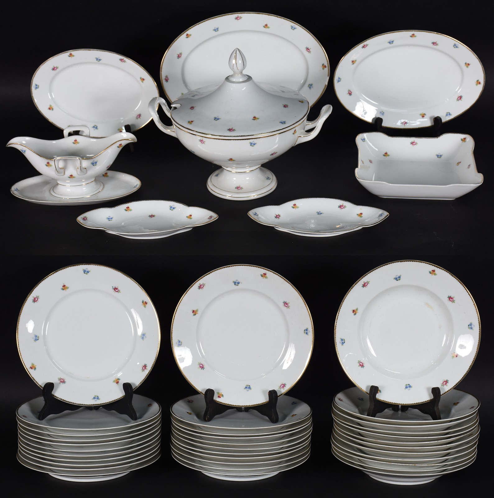 Aparelho de jantar de porcelana Rozenthal composto de: 22 pratos... - foto 1 de 7