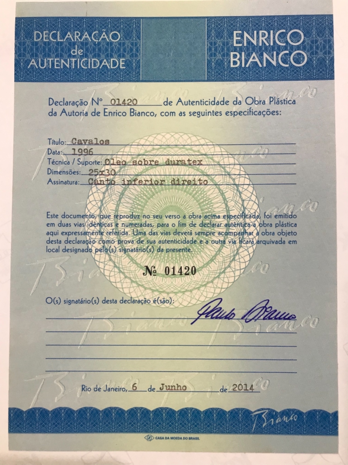 Enrico Bianco (1918-2013), Cavalos - foto 5 de 5