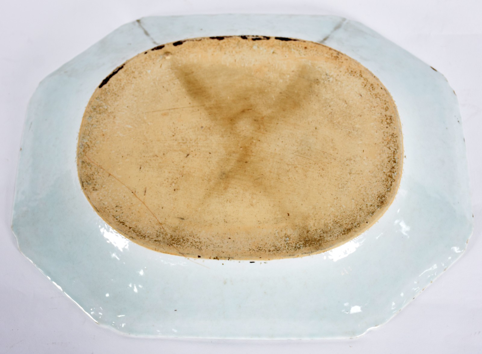 Travessa de porcelana chinesa azul e branca decorada com pagodes e... - foto 3 de 3