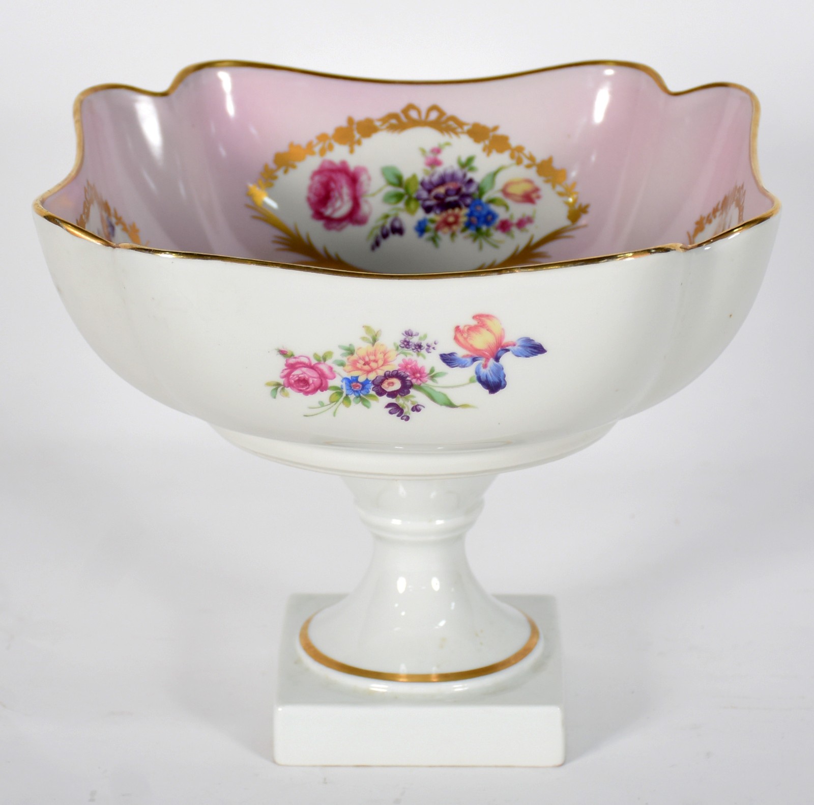 Fruteira de porcelana francesa de Limoges, decoração floral em... - foto 2 de 6