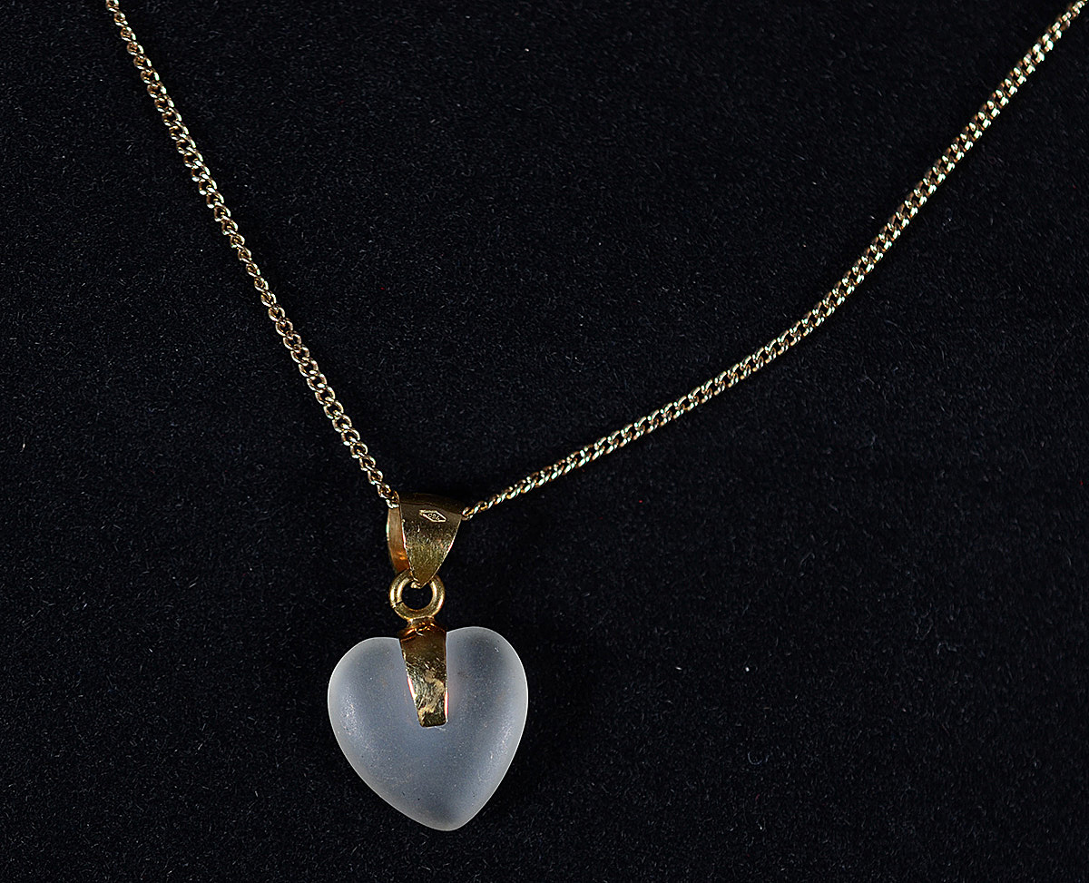 Cordão de ouro 18 k com pendente de coração em cristal e ouro - 5,4 g - foto 1 de 2