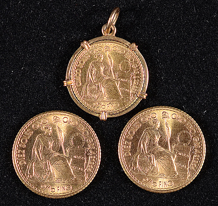 Três moedas peruanas de ouro - 12,8 g - foto 1 de 2