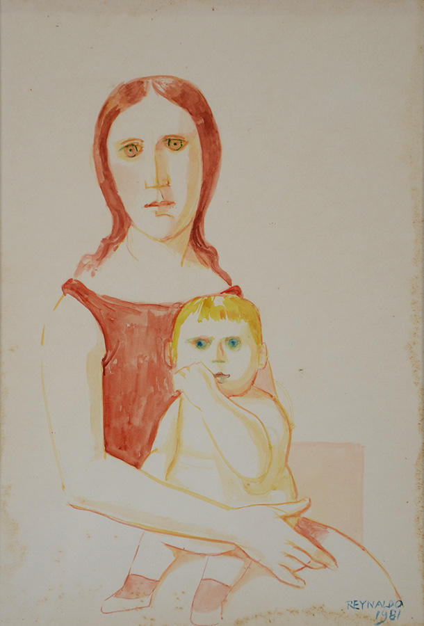 REYNALDO FONSECA- Mulher com criança - Aquarela - 34 x 24 - datado... - foto 1 de 2