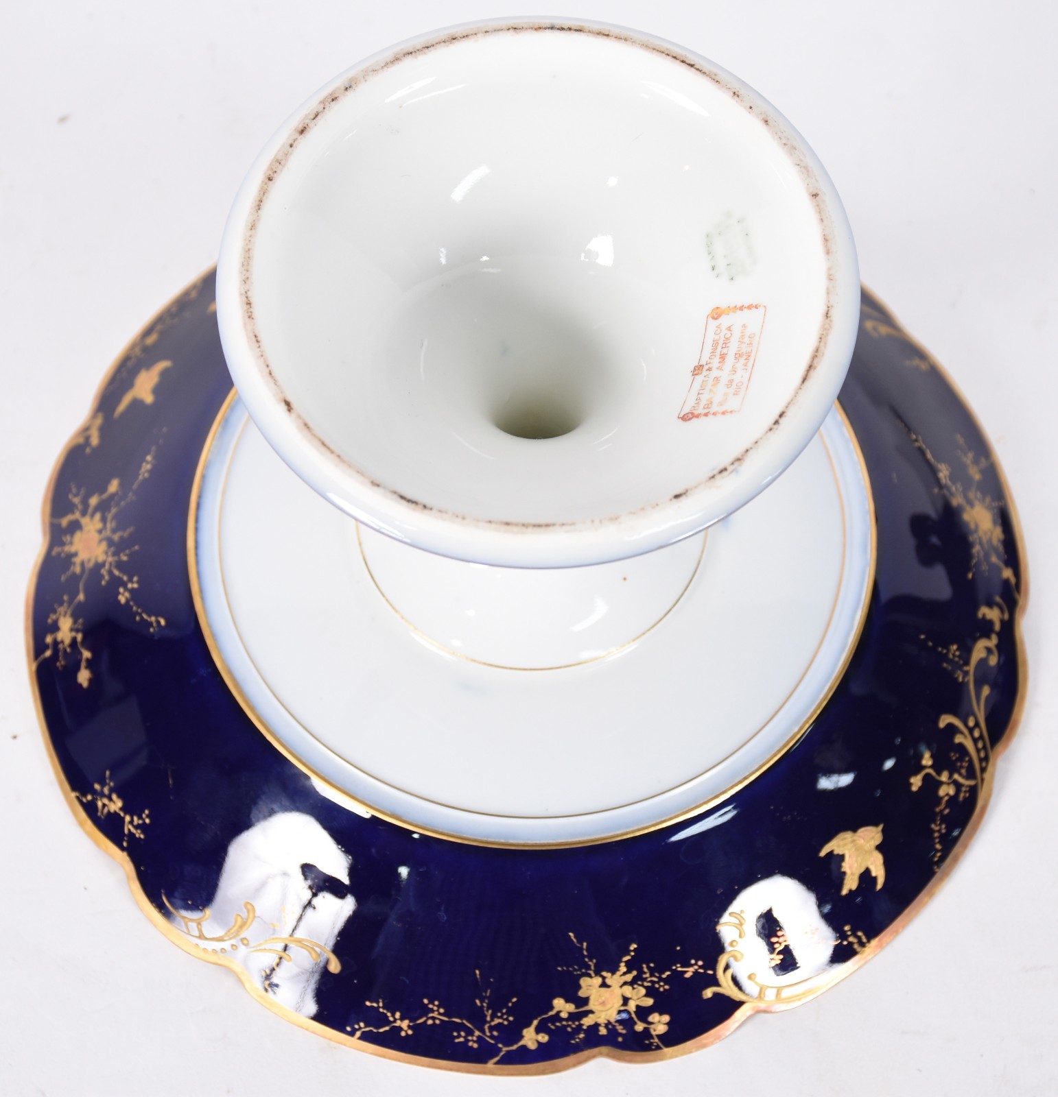 Três peças de porcelana francesa de Limoges na cor azul cobalto com... - foto 7 de 7