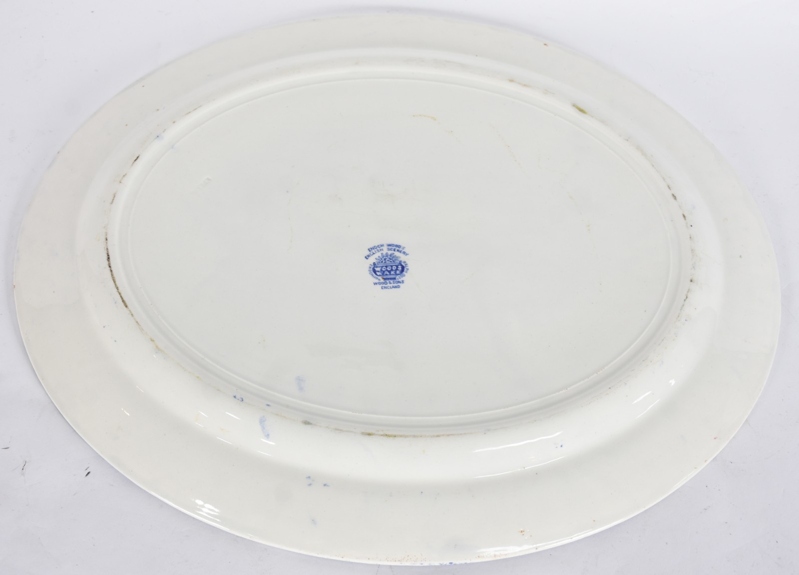 Travessa de faiança inglesa Wood Ware "padrão fazendinha" azul e... - foto 3 de 4