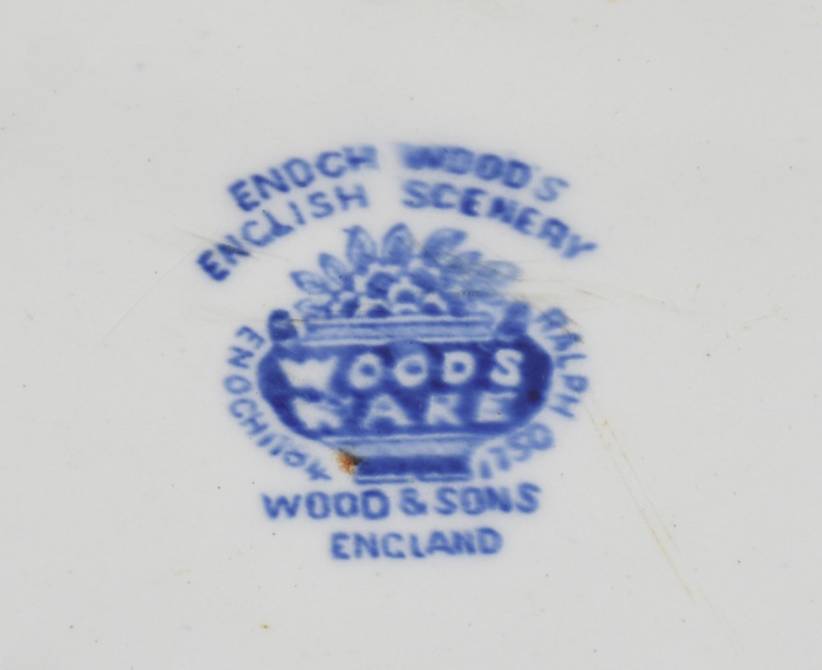 Travessa de faiança inglesa Wood Ware "padrão fazendinha" azul e... - foto 4 de 4