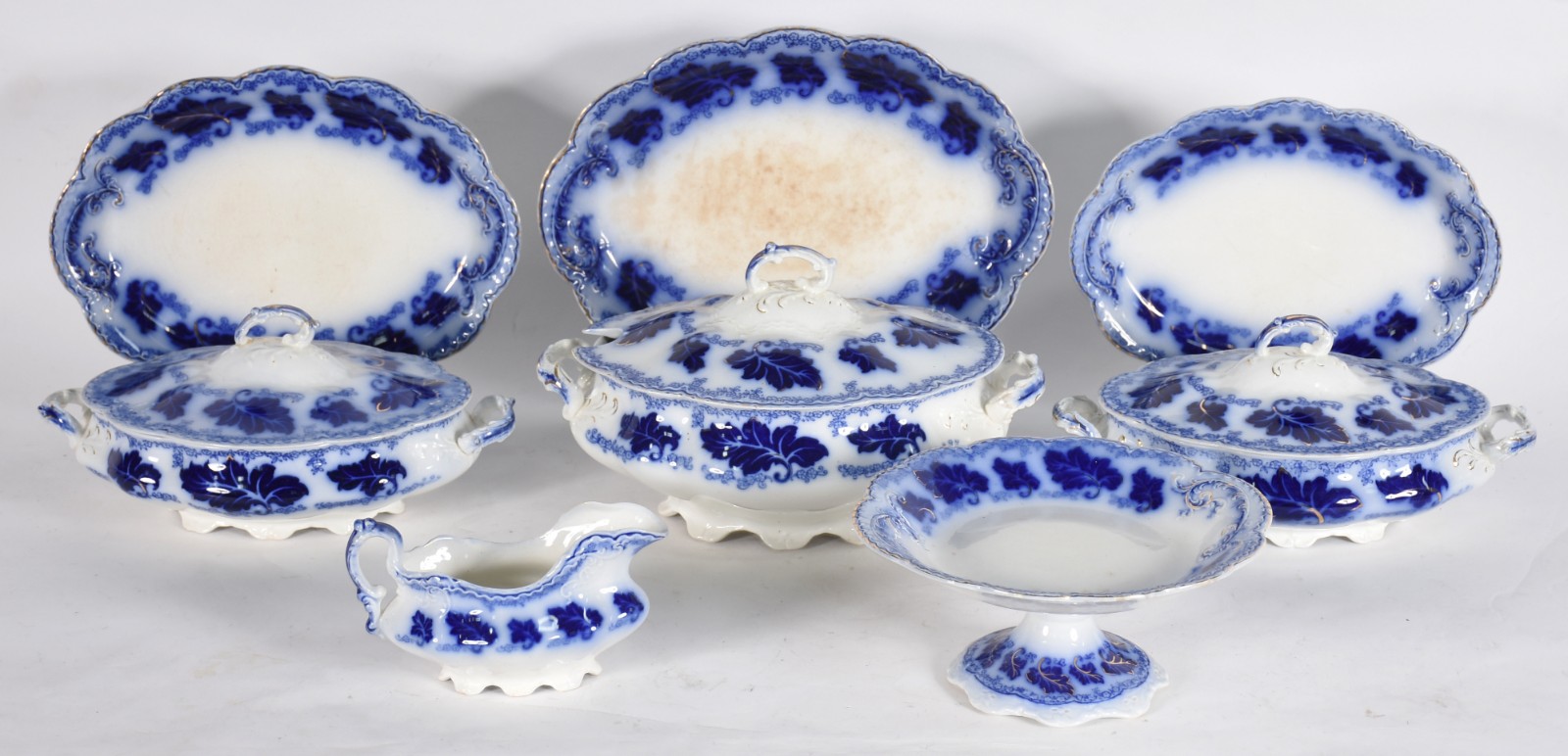 Aparelho de jantar de faiança inglesa azul borrão modelo "Normandy"... - foto 2 de 9