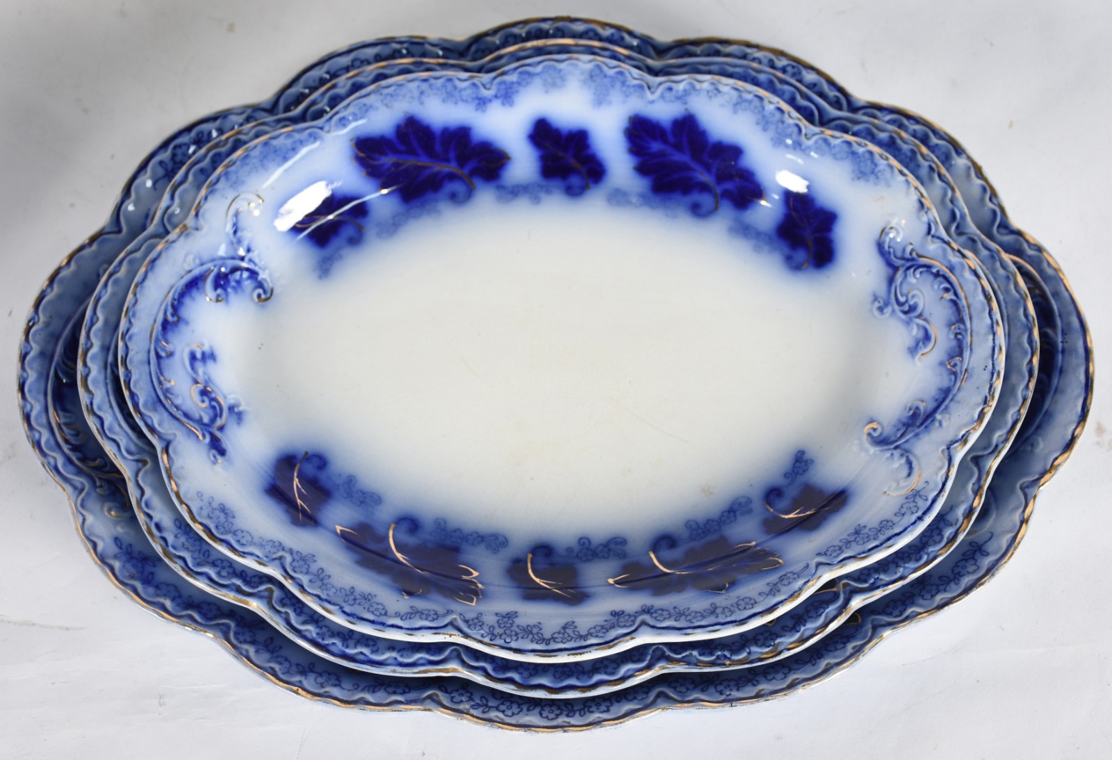 Aparelho de jantar de faiança inglesa azul borrão modelo "Normandy"... - foto 9 de 9