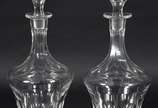 Par de garrafas de cristal tcheco Moser, lapida... - Par de garrafas de cristal tcheco Moser, lapidação "dedão".