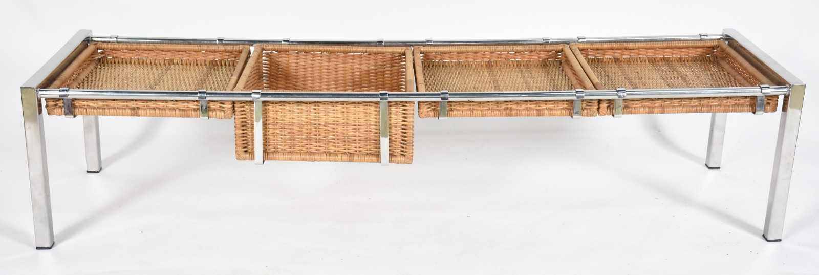 Mesa de de centro com pés e aço cromado e 4 suportes para cestas de... - foto 1 de 3