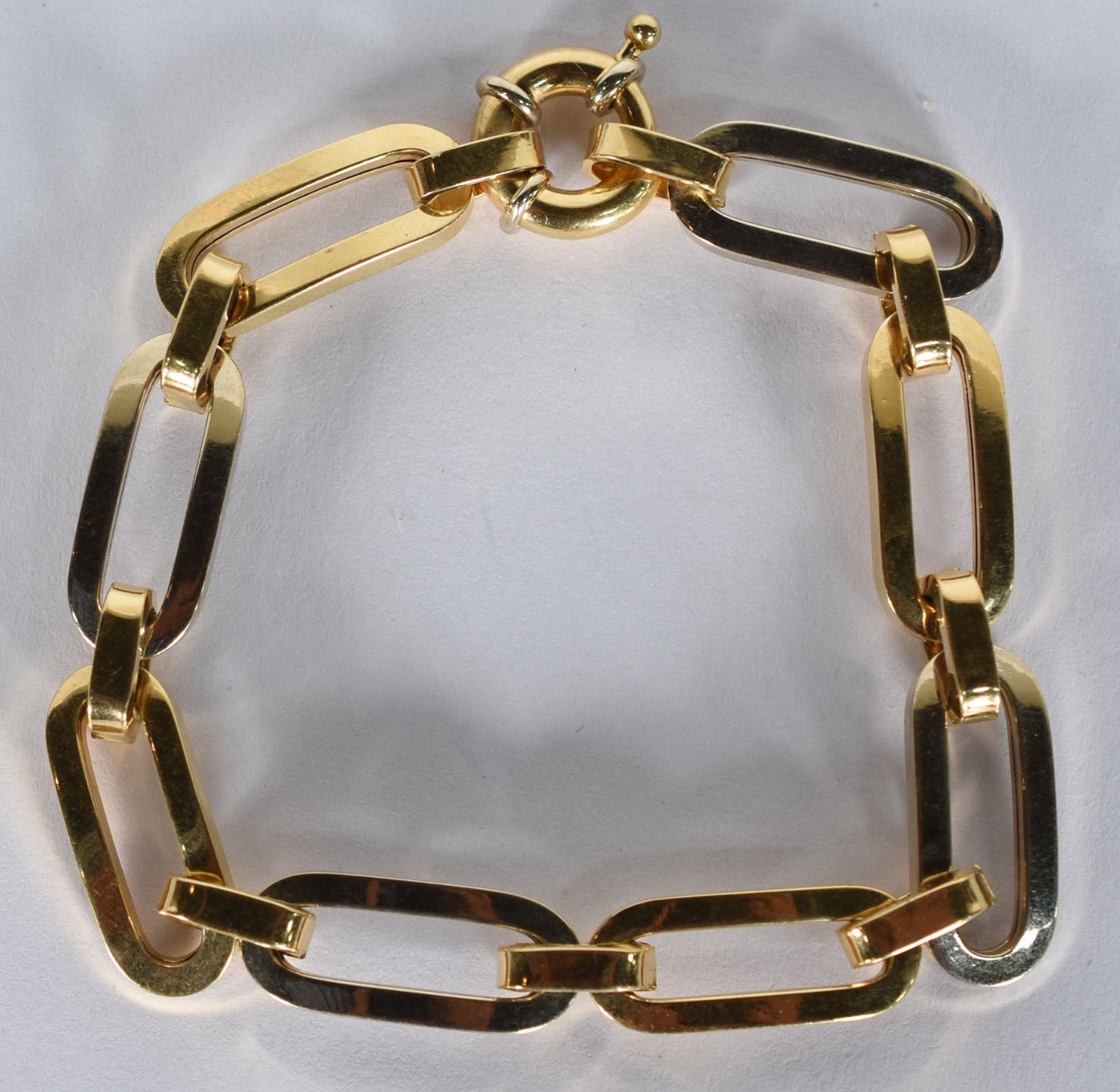 Pulseira com elos de ouro amarelo e ouro branco intercalados... - foto 1 de 2