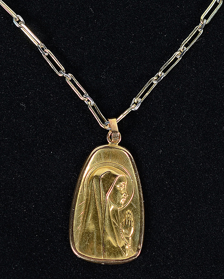Colar de ouro 18 k com medalha com santa - 18 g - foto 1 de 2