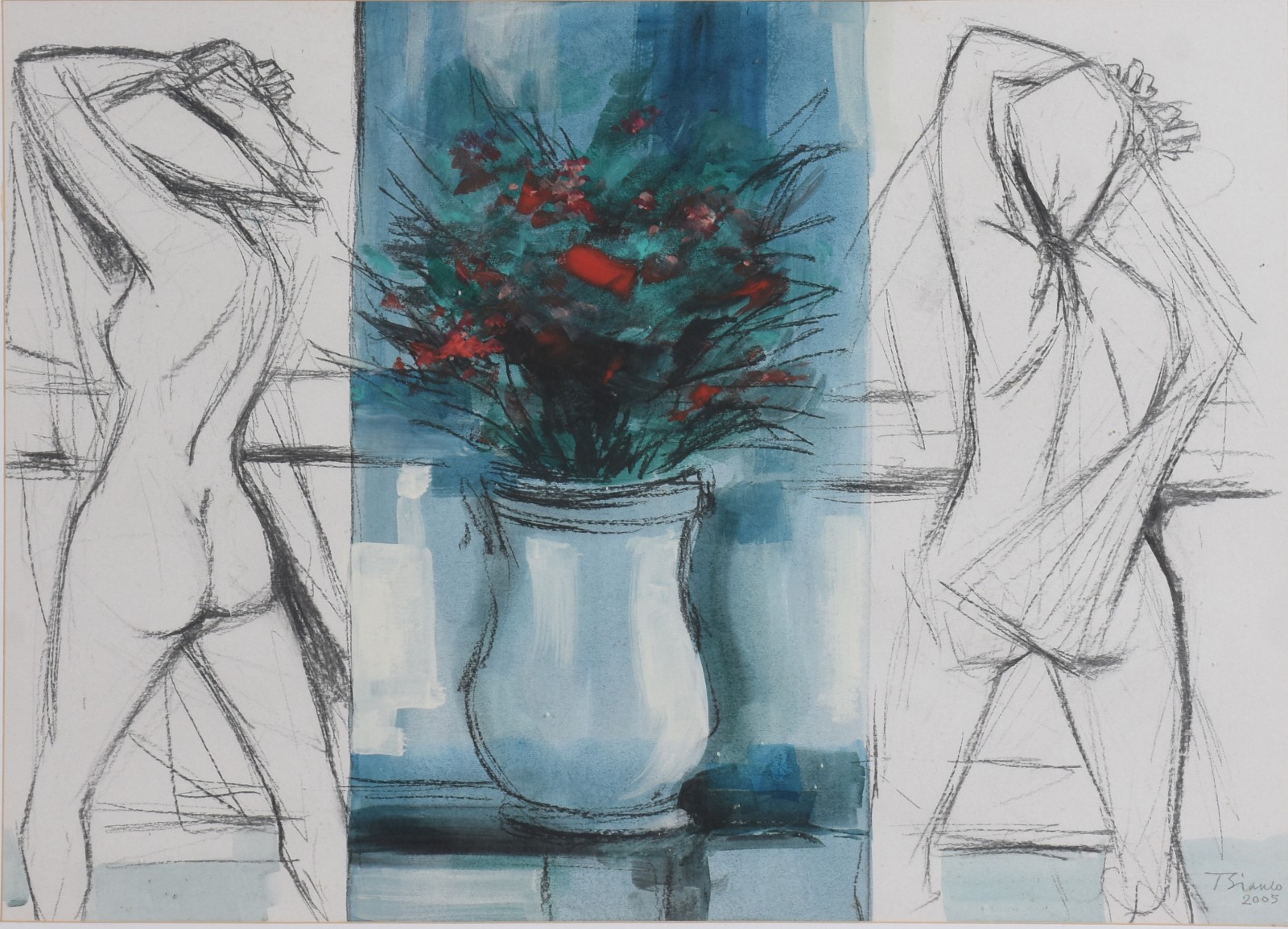 Enrico Bianco (1918-2013), Mulheres e Vasos de Flores - foto 1 de 4