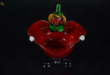 Baleiro na forma de palhaço de murano vermelho,... - Baleiro na forma de palhaço de murano vermelho, altura 22 cm.