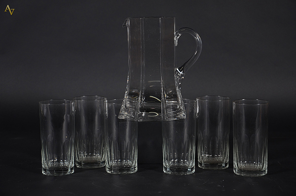 Seis copos longos para whisky de cristal lapidação dedão - Altura 15... - foto 1 de 2